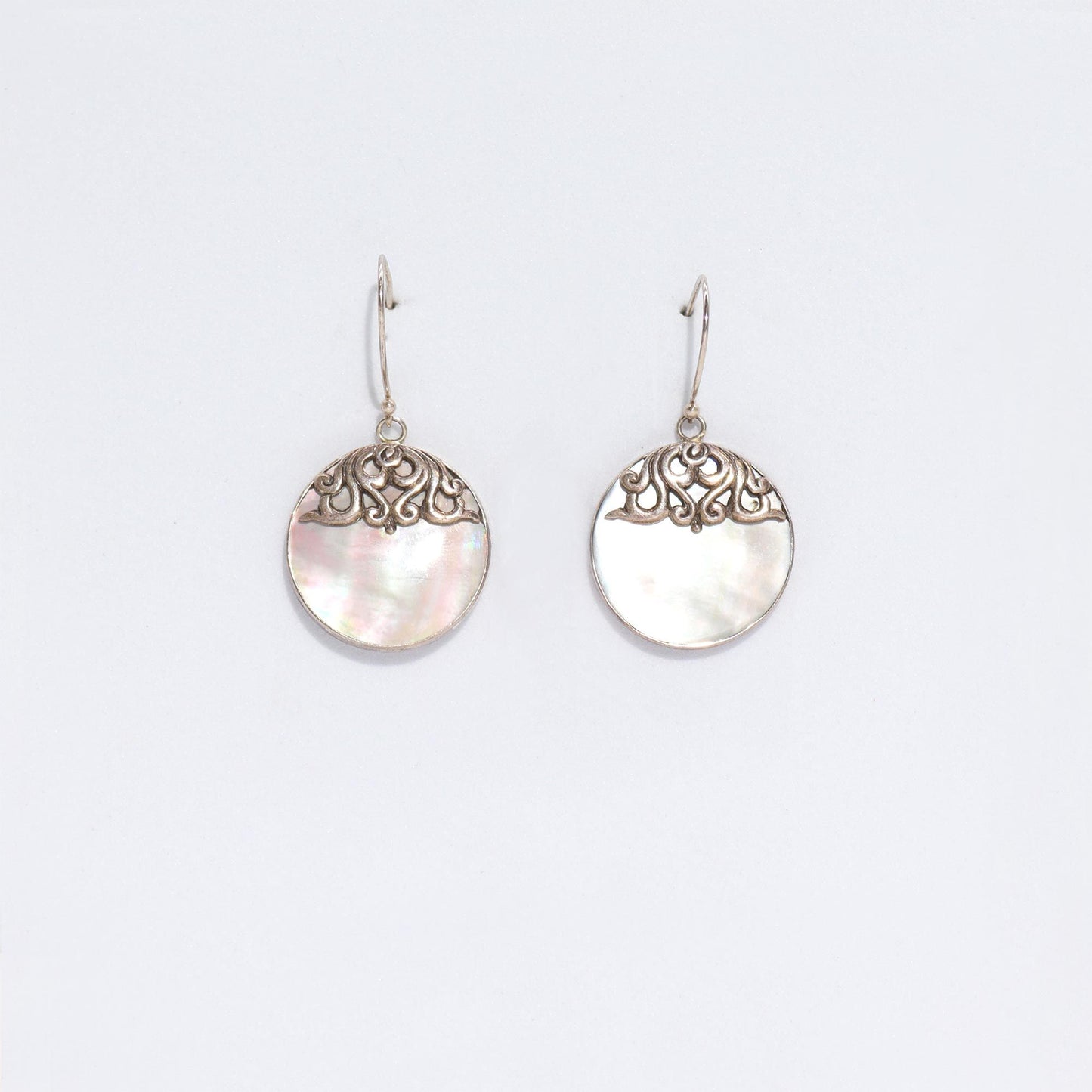 Shell & Silver Earrings - Classic Disc - MOP