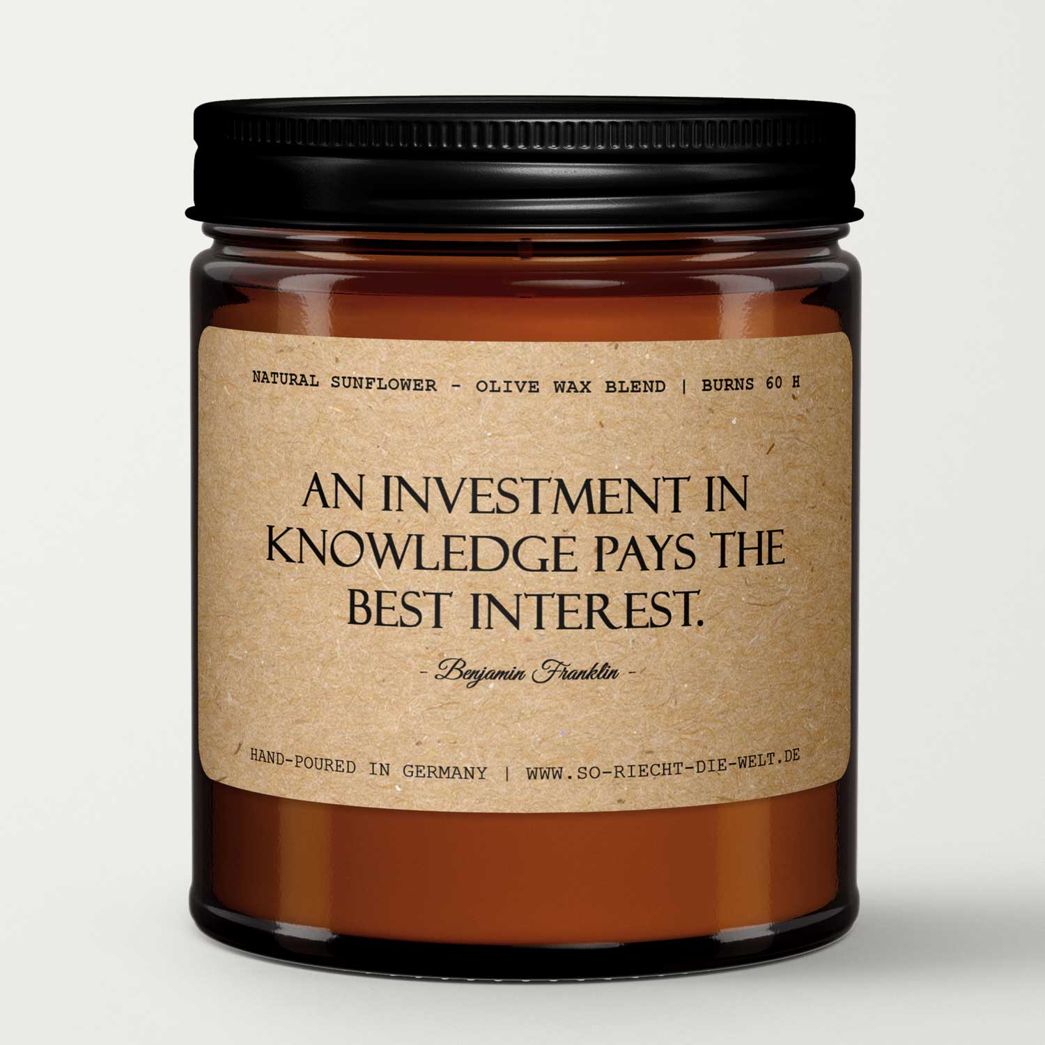 “An investment in art pays the best…” – Benjamin Franklin Scented Candle | 240 ml | 450 g | Natural Wax-0