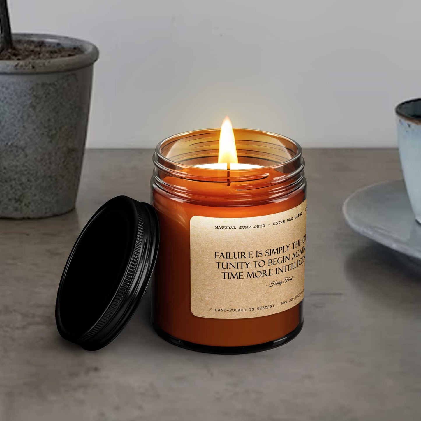 “Failure is simply the opportunity to begin again, this time more intelligently.” – Henry Ford Scented Candle | 240 ml | 450 g | Natural Wax-2