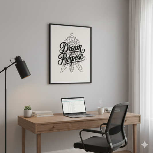 Dream With Purpose – Boho Dreamcatcher Art Print | Inspirational Wall Art