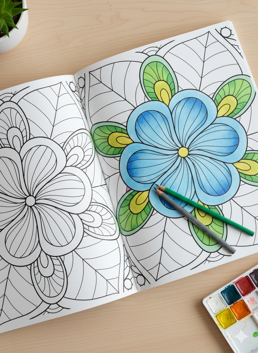 Målarbok för återhämtning, lugn och välmående - tryckt upplaga