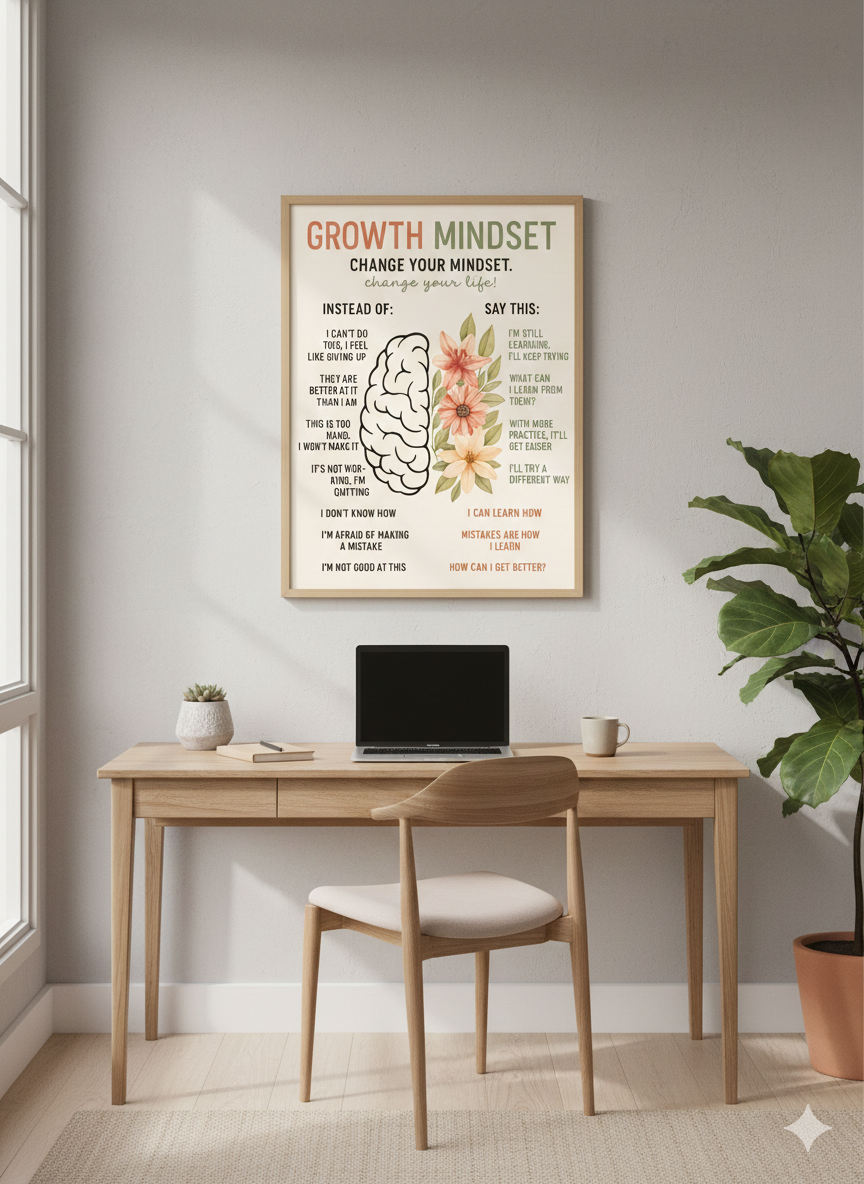 Poster Growth Mindset – Change Your Mindset, Change Your Life