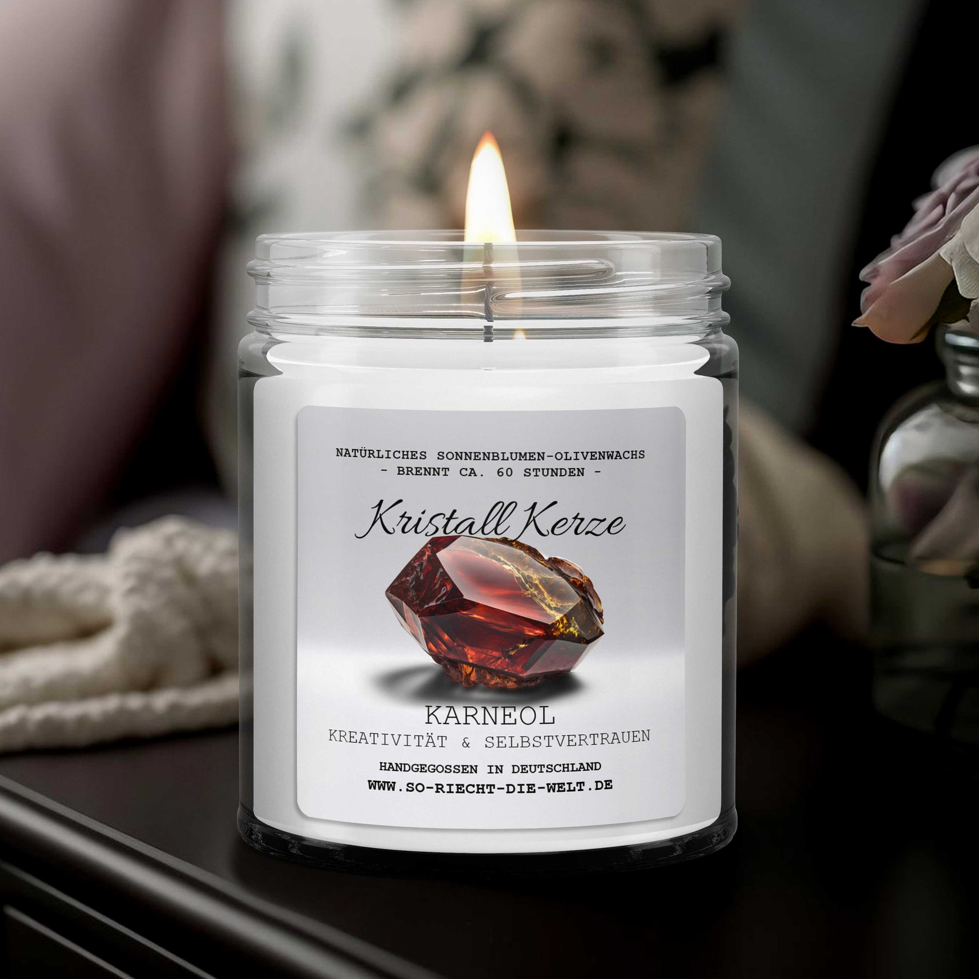 CREATIVITY & SELF-CONFIDENCE – Carnelian Crystal Scented Candle Bergamot | Cashmere-0