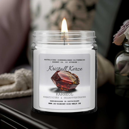 CREATIVITY & SELF-CONFIDENCE – Carnelian Crystal Scented Candle Bergamot | Cashmere-0
