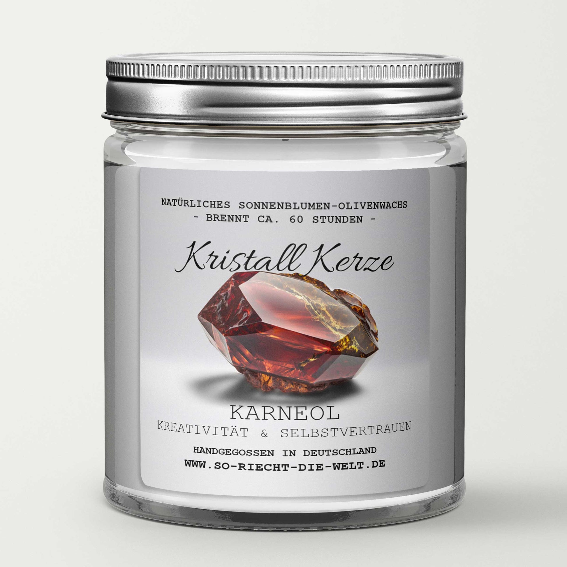 CREATIVITY & SELF-CONFIDENCE – Carnelian Crystal Scented Candle Bergamot | Cashmere-2