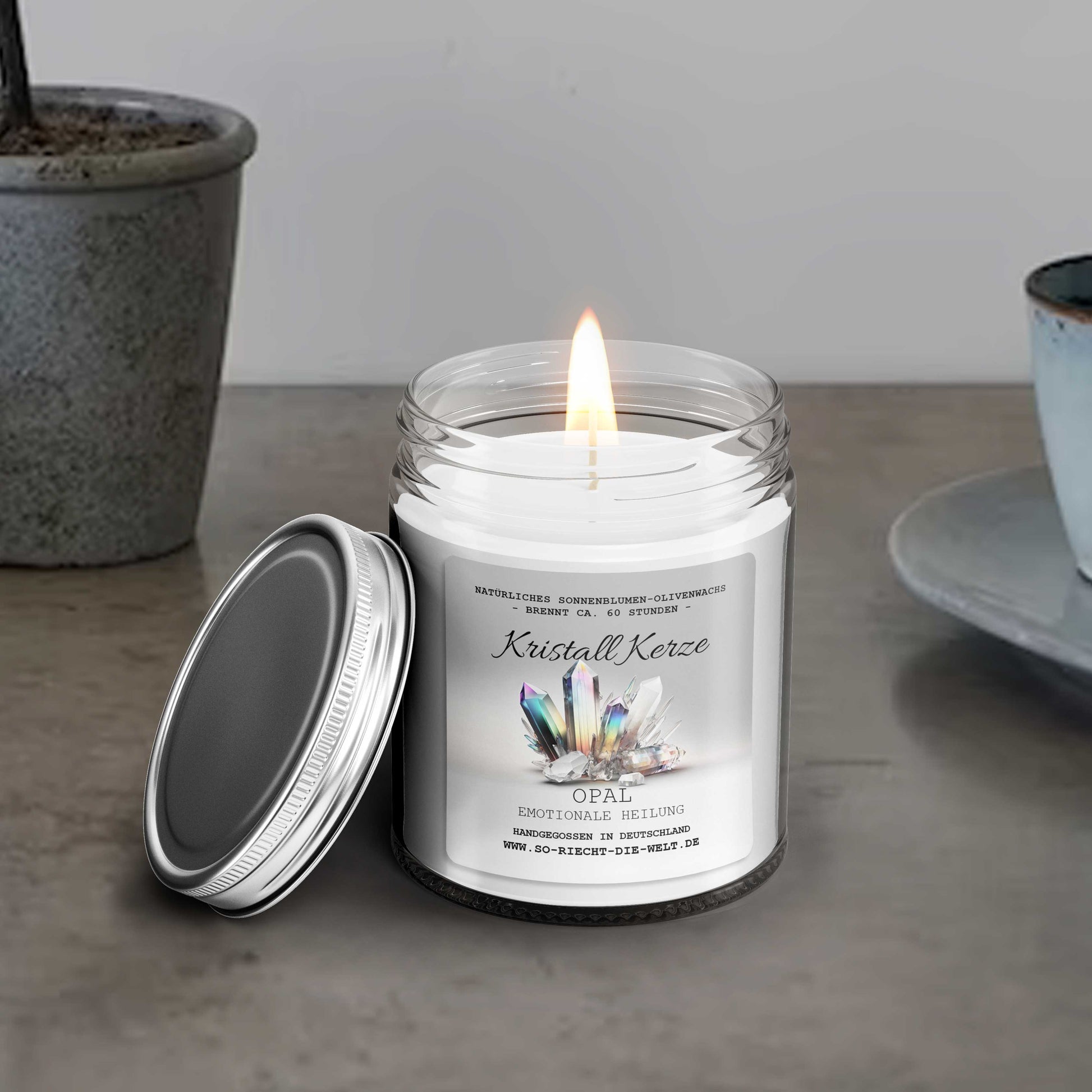 EMOTIONAL HEALING – Opal Crystal Scented Candle Vetiver | Patchouli | Labdanum-1