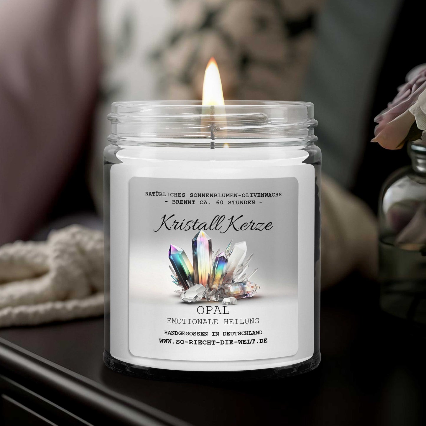 EMOTIONAL HEALING – Opal Crystal Scented Candle Vetiver | Patchouli | Labdanum-0
