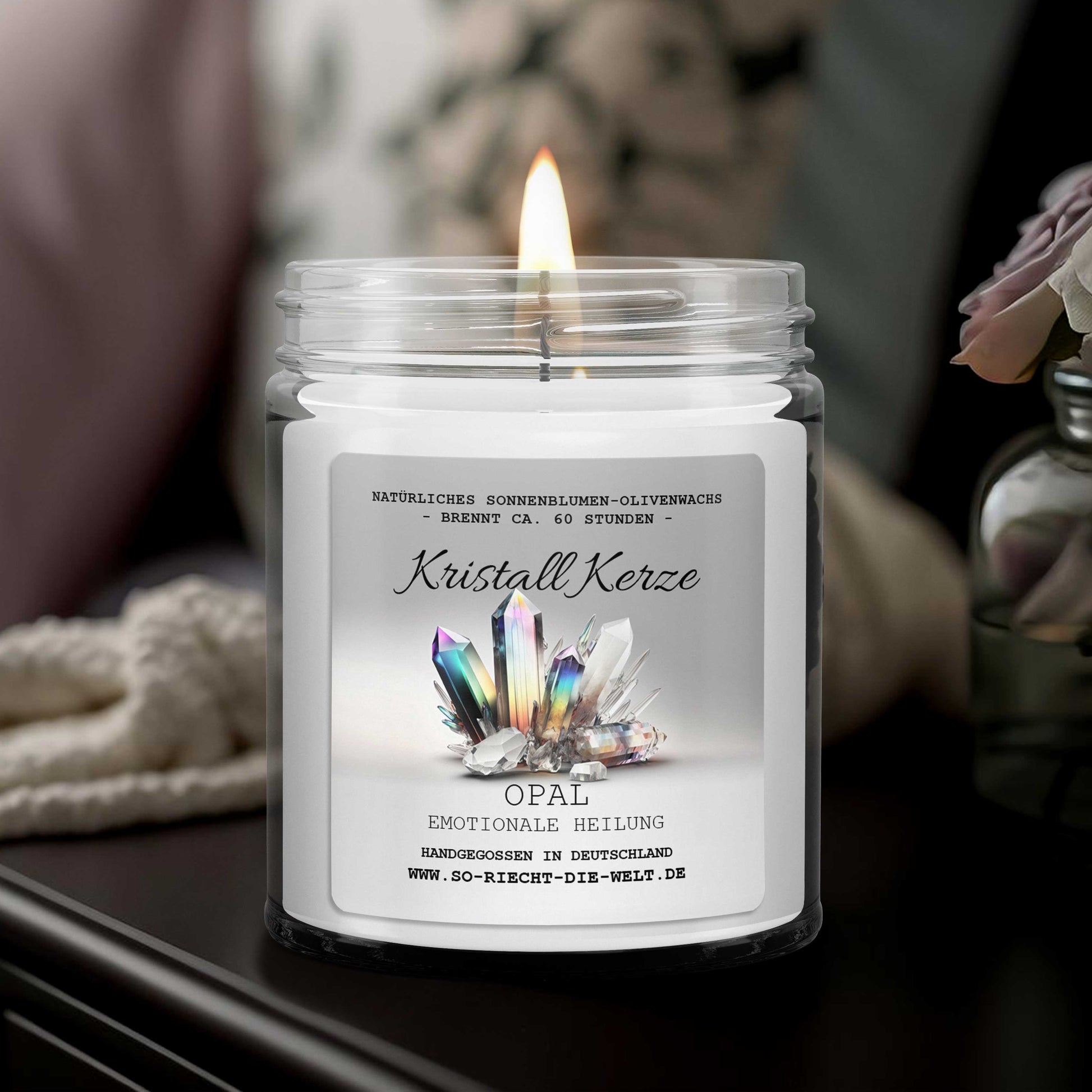 EMOTIONAL HEALING – Opal Crystal Scented Candle Vetiver | Patchouli | Labdanum-0