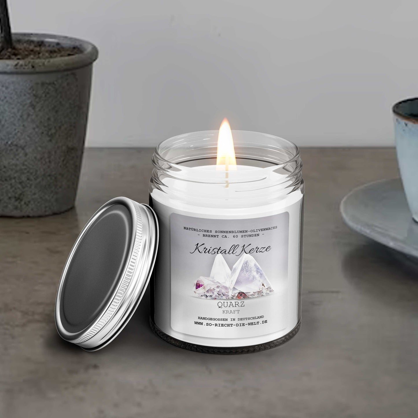 STRENGTH – Clear Quartz Crystal Scented Candle Glacier | Morning Air-1