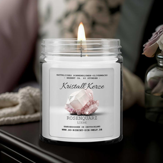 LOVE – Rose Quartz Crystal Scented Candle Cashmere | Patchouli | Jasmine-0