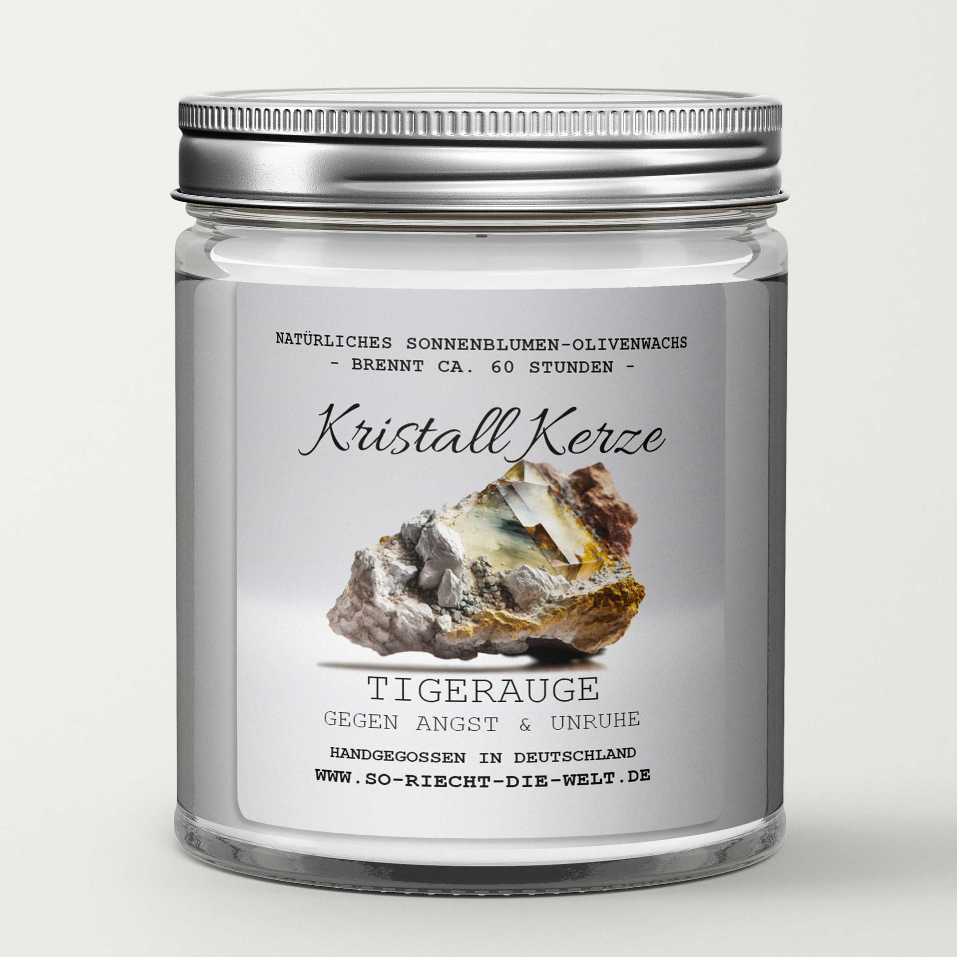 REDUCE FEAR & ANXIETY – Tiger’s Eye Crystal Scented Candle – Amber & Vanilla-2